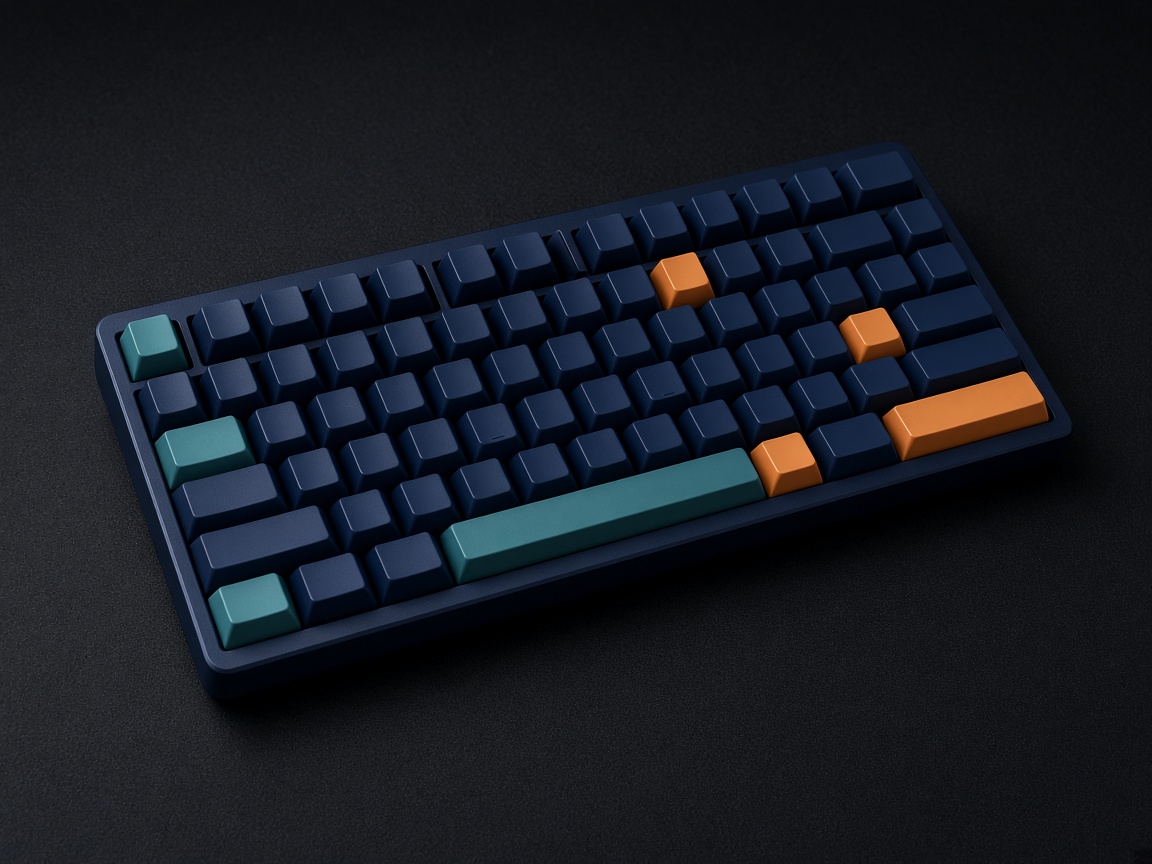 Clavier mécanique sombre avec touches teal et ambre